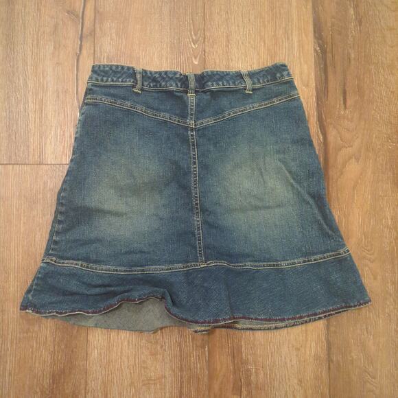 Y2K Kali Girl Women Small Denim Skirt Flare Wavy Blue Brittney Spears Acid Wash - Picture 6 of 6